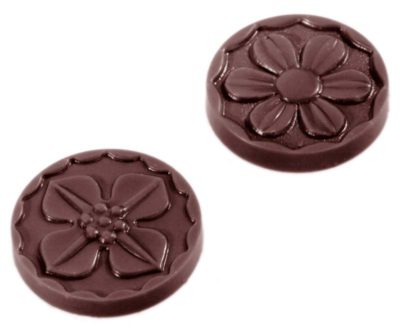 Chocolate World Frame Moulds - CW2079 - Caraque Flower Ø 29mm 2 Fig. - 4gm - 29x29x5mm