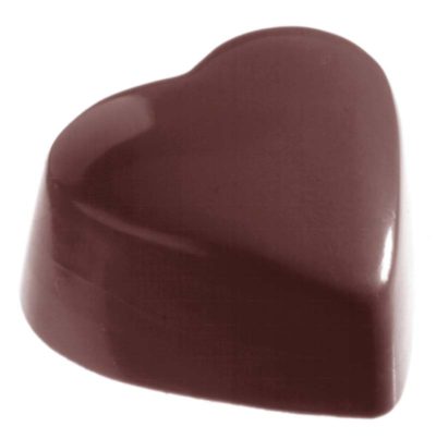 Chocolate World Frame Moulds - CW2087 - Heart High Flat - 15gm - 31x35x18mm