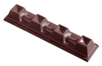 Chocolate World Frame Moulds - CW2097 - Bar 4 Cubes 27 Gr - 27gm - 116x27x14mm