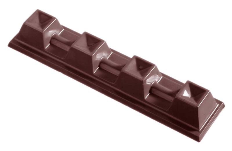Chocolate World Frame Moulds - CW2097 - Bar 4 Cubes 27 Gr - 27gm - 116x27x14mm