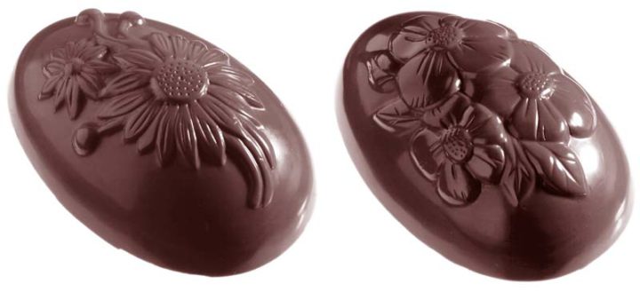 Chocolate World Frame Moulds - CW2200 - Egg Flowers 94mm 4 Fig. - 128gm - 94x64x34mm
