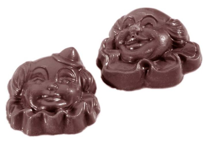 Chocolate World Frame Moulds - CW2318 - Clown 2 Fig. - 11gm - 43x43x11mm
