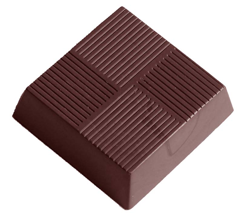 Chocolate World Frame Moulds - CW2359 - Square With Lines - 13gm - 33x33x10mm