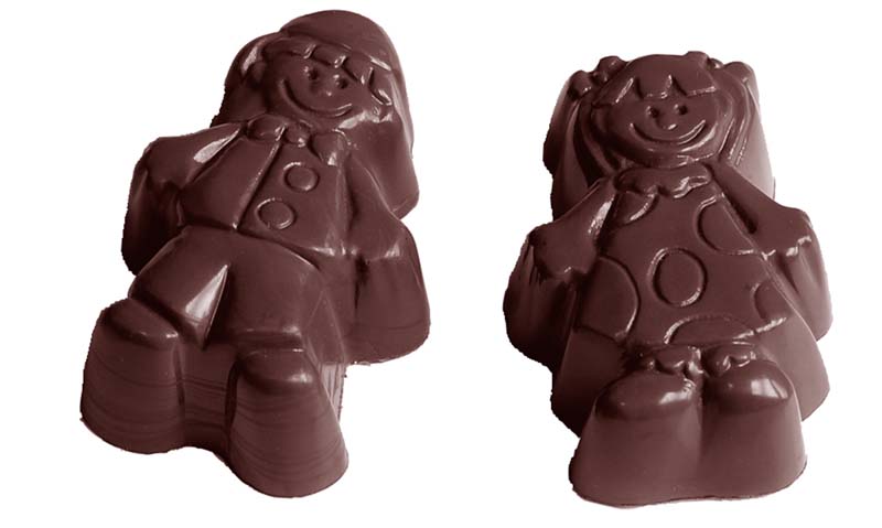 Chocolate World Frame Moulds - CW2366 - Mini Kids 2 Fig. - 11gm - 39x28x15mm