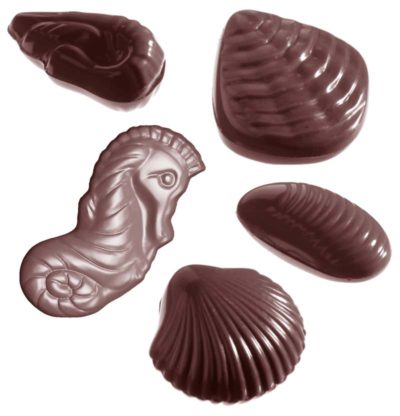 Chocolate World Frame Moulds - CW2373 - Seafood Assorted 8 Fig. - 5gm - N/AxN/AxN/Amm