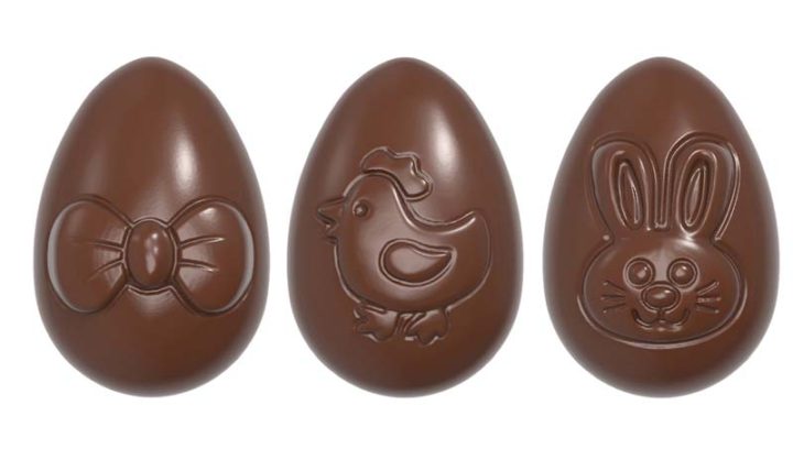 Chocolate World Frame Moulds - CW2395 - Small Funny Egg - 5gm - 33x23x12mm