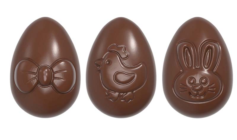 Chocolate World Frame Moulds - CW2395 - Small Funny Egg - 5gm - 33x23x12mm