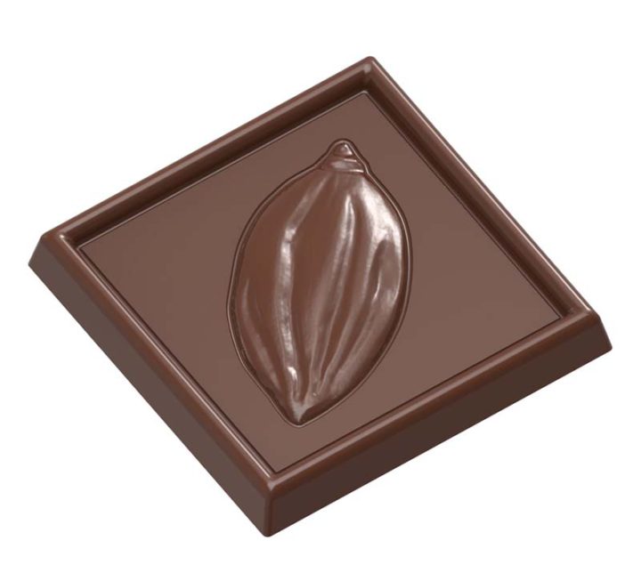 Chocolate World Frame Moulds - CW2431 - Caraque Cocoa Bean - 4.5gm - 34.5x34.5x4.5mm