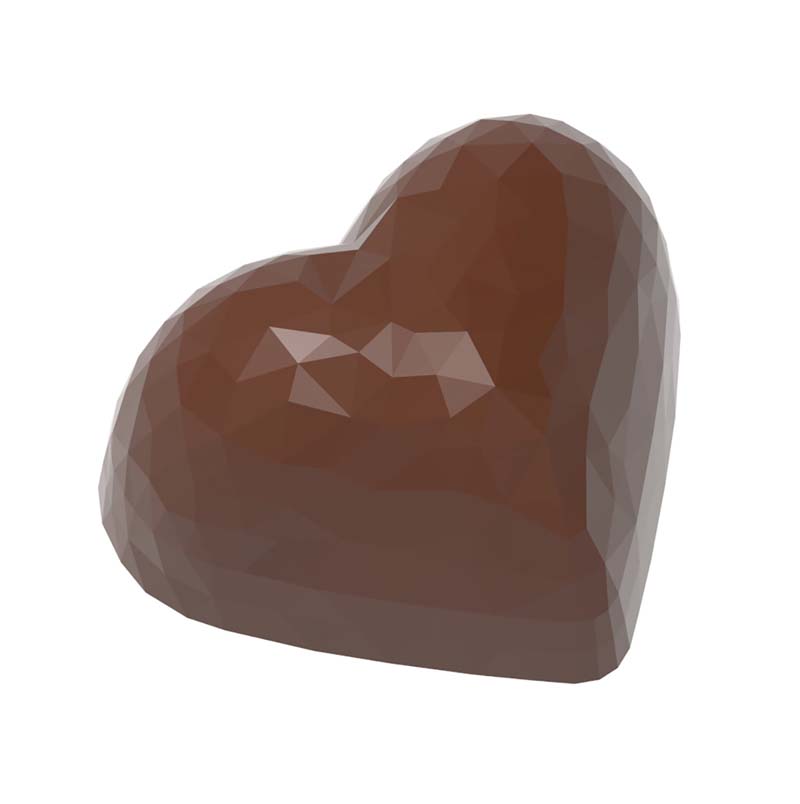 Chocolate World Frame Moulds - CW2476 - Heart Facet - 13gm - 36x29.5x19mm