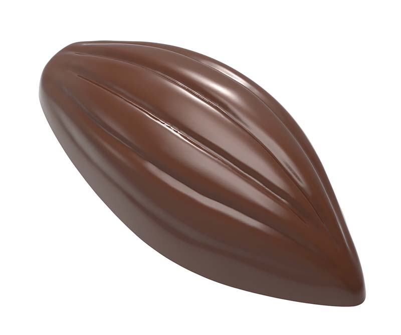 Chocolate World Frame Moulds - CW2477 - Cocoa Bean With 6 Lines - 9gm - 48x21x14.5mm