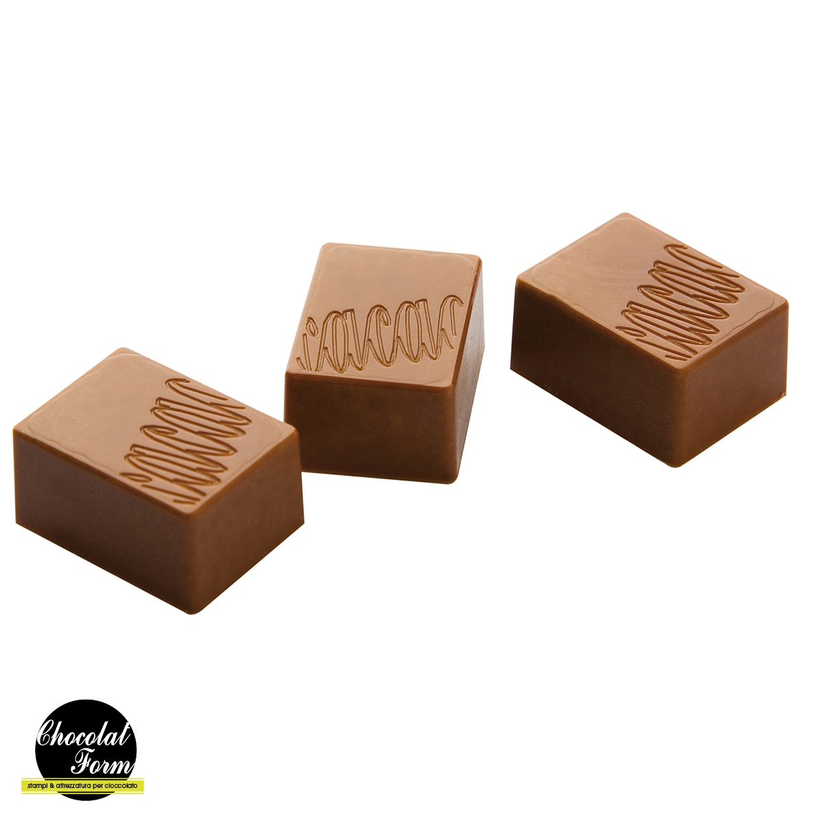Chocolate World Frame Moulds - CWI_CF0401 - Praline Rectangle Cocoa Logo - 9gm - 27.5x20.5x14mm