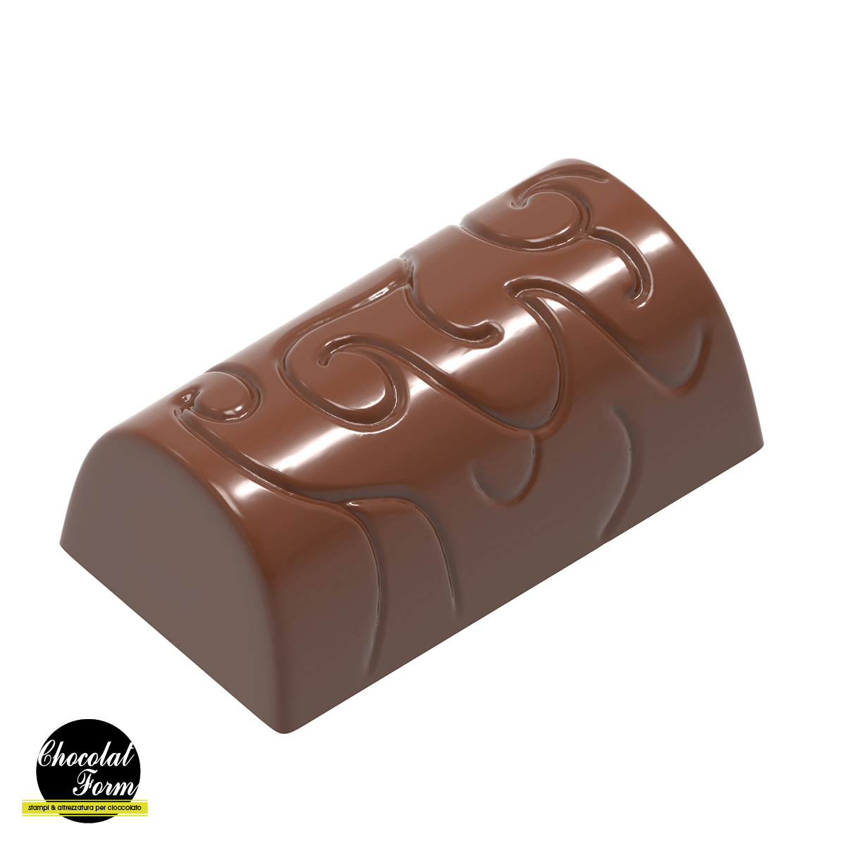 Chocolate World Frame Moulds - CWI_CF0417 - Praline Buche With Decoration - Alessandro Racca - 9.5gm - 36x20x13.46mm