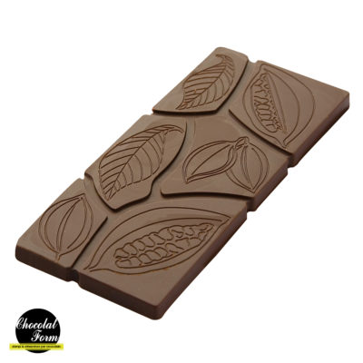 Chocolate World Frame Moulds - CWI_CF0808 - Tablet 30 Gr Leaves And Cocoa Bean - 30gm - 118x50x5mm