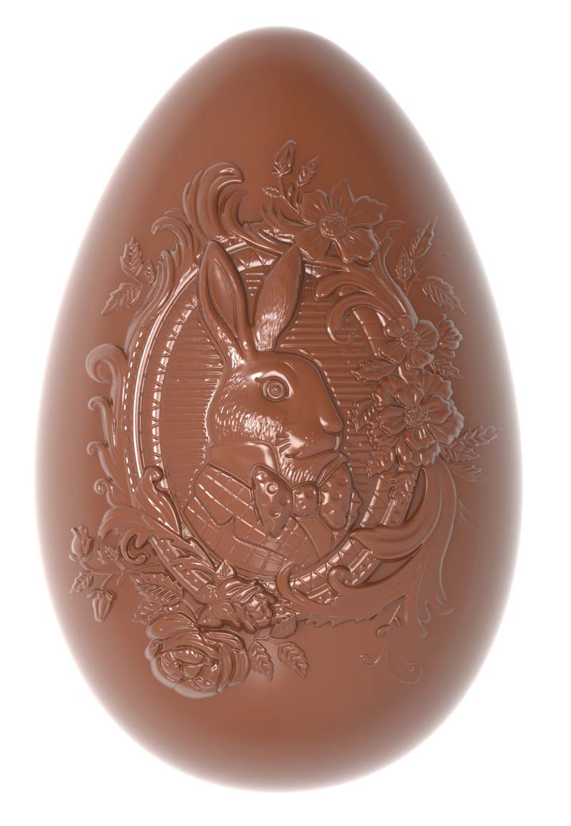 Chocolate World Egg Moulds - E7011/175 - Egg Belle Epoque 'Sir Edward The Bunny - 175x110x67mm