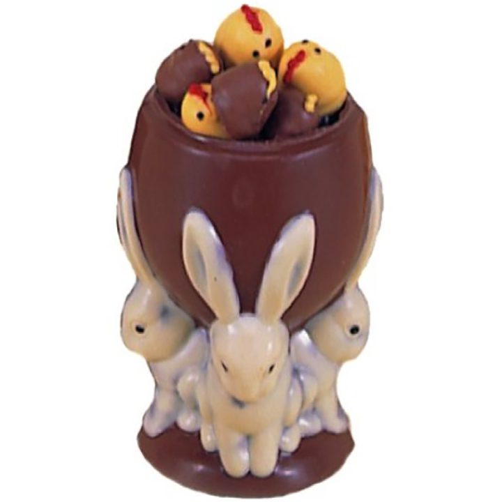 Chocolate World Hollow Figure Moulds - H221009/C - Open Egg With 4 Hares 180mm - 180x130x128mm
