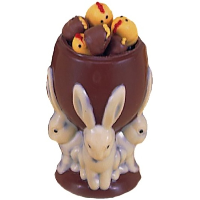 Chocolate World Hollow Figure Moulds - H221009/C - Open Egg With 4 Hares 180mm - 180x130x128mm
