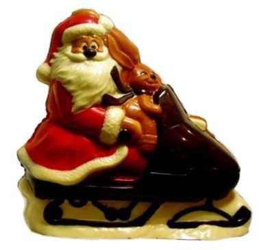 Chocolate World Hollow Figure Moulds - H441010/B - Santa On Scooter 140mm - 140x128x65mm