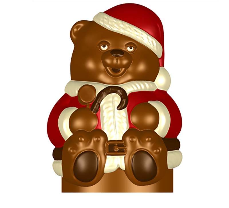 Chocolate World Hollow Figure Moulds - H551071/C - Chocolate Mold Christmas Bear 160mm - 160x116x100mm