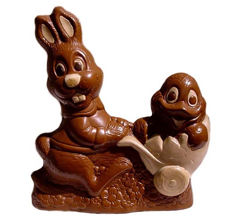 Chocolate World Hollow Figure Moulds - H862 - Rabbit Baby Carriage 202mm - 203x184x61mm