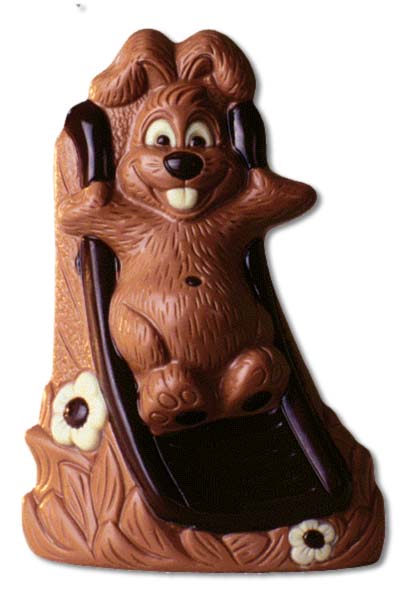 Hans Brunner Hand-Moulds - Rabbit on slide - HB-0561-PC - Dimensions: Length: 170 mm