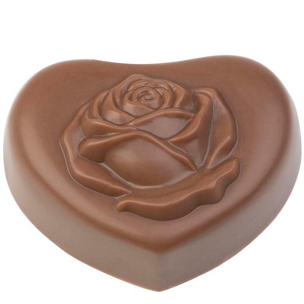 Hans Brunner Frame-Moulds - Heart praline with rose - HB-0949-S - Dimensions: Length: 38 mm