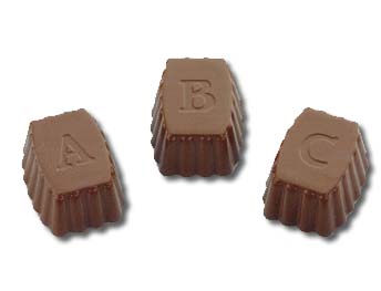 Hans Brunner Frame-Moulds - Alphabet-Pralines A-Z - HB-0981-S - Dimensions: Length: 34 mm
