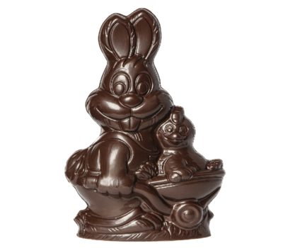 Chocolate World Hollow Figure Moulds - HC10004 - Rabbit With Chicken In Wheelbarrow 220mm - 220xN/AxN/Amm