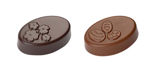 Hans Brunner One-Shot - Oval praline 'Easter' narcissus/ egg assortment - OS-0094-NT - Dimensions: Length: 40 mm
