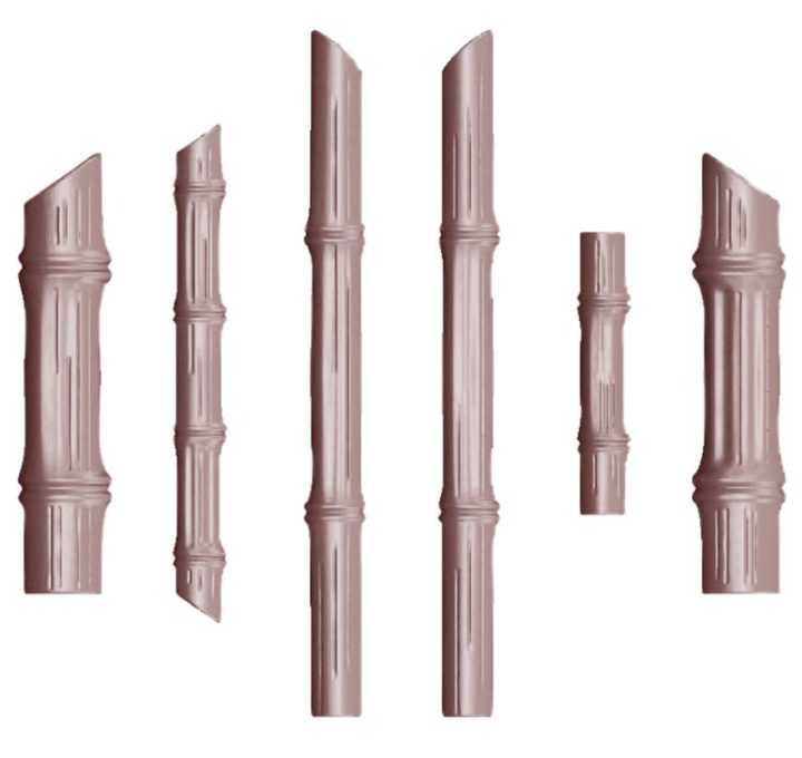 Chocolate World Hollow Figure Moulds - T2778 - Vivak Bamboo Single Mould 6 Fig - N/AxN/AxN/Amm