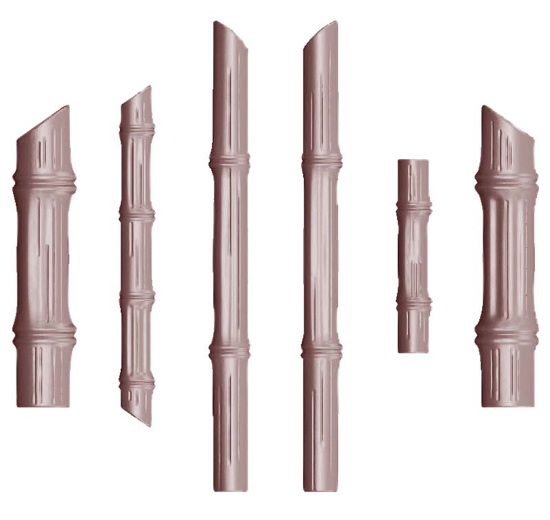 Chocolate World Hollow Figure Moulds - T2778 - Vivak Bamboo Single Mould 6 Fig - N/AxN/AxN/Amm
