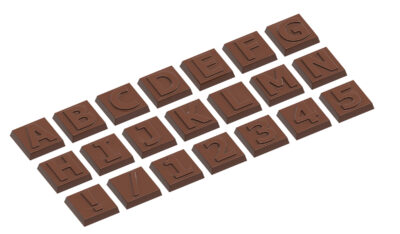 Chocolate World Frame Moulds - CW1742 - Caraque Part 1 Alfabet 21 Fig. - 6.5gm - 30.5x30.5x7.5mm