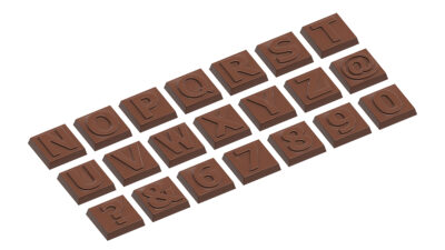 Chocolate World Frame Moulds - CW1743 - Caraque Part 2 Alfabet 21 Fig. - 6.5gm - 30.5x30.5x7.5mm