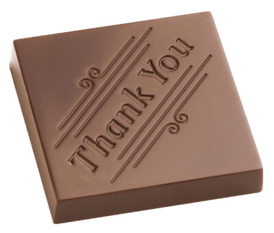 Chocolate World Frame Moulds - CW1853 - Caraque Thank You - 4.4gm - 28.5x28.5x5mm