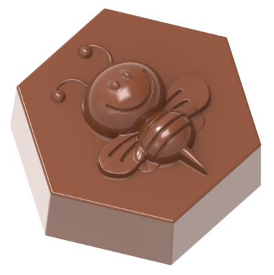 Chocolate World Frame Moulds - CW1858 - Bee On Hexagon - 9.5gm - 32.5x28.5x15.5mm