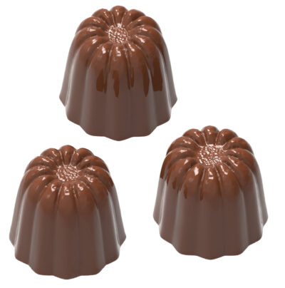 Chocolate World Frame Moulds - CW1859 - Cannelé 3 Fig. - 9gm - 24.5x23.5x21.5mm