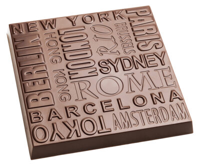 Chocolate World Frame Moulds - CW1864 - Tablet City Names - 76gm - 84.5x84.5x9.5mm