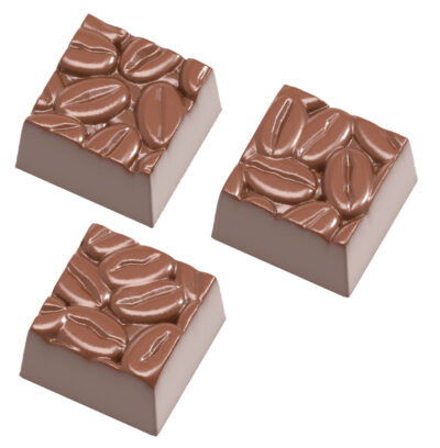 Chocolate World Frame Moulds - CW1877 - Square Coffee Beans - 12gm - 27x27x16mm
