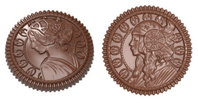 Chocolate World Frame Moulds - CW1895 - Caraque Venus & Diana 2 Fig. - 7.5gm - 43x43x5.5mm